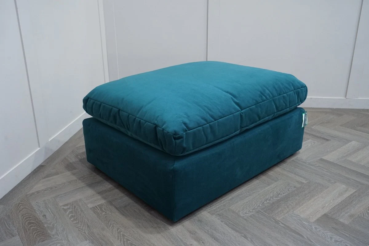 Mellow Footstool, Plush Velvet Teal - Image 5
