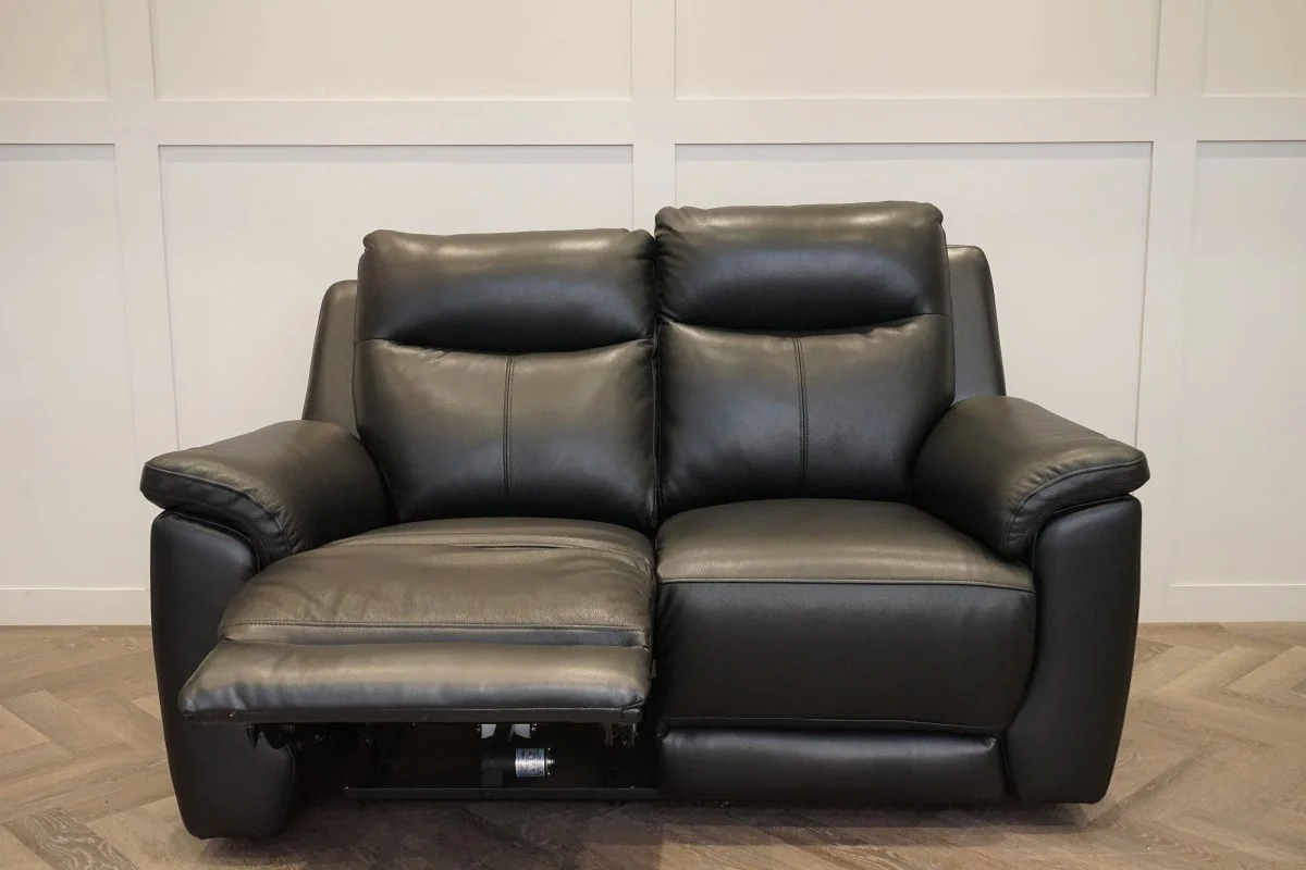 Navona 2 Seater Power Recliner Leather Sofa, Florida Black - Image 8
