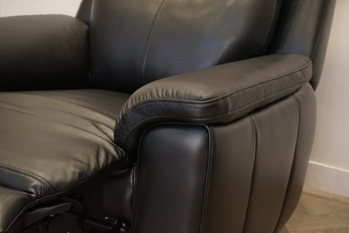 Navona 3+1 Power Recliner Leather Sofa Set, Florida Black - Image 7