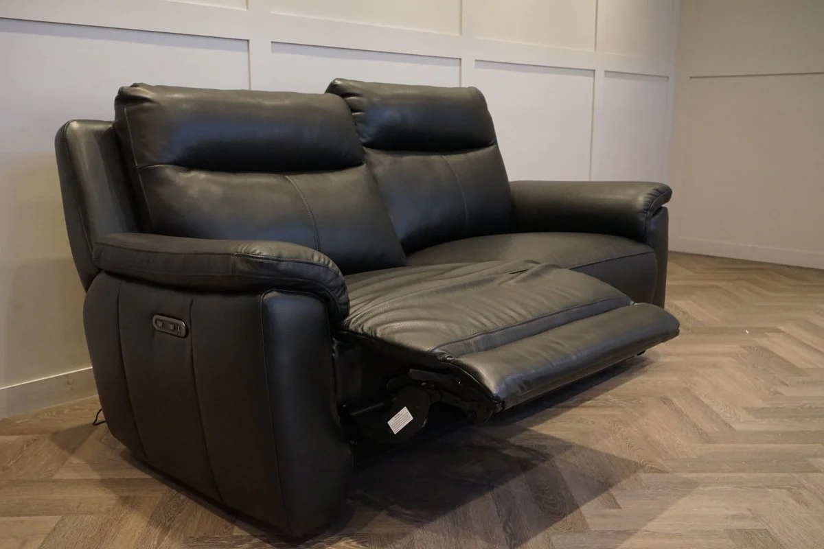 Navona 3 Seater Power Recliner Leather Sofa, Florida Black - Image 5