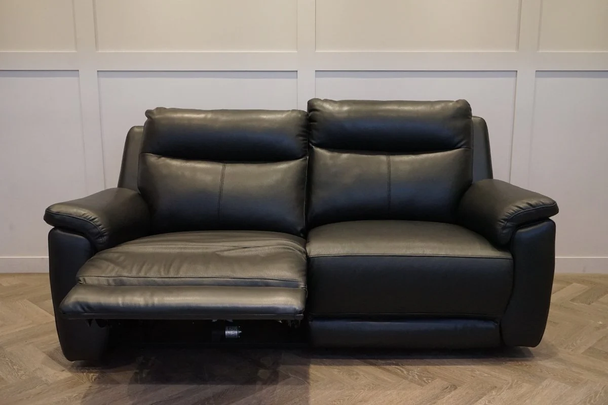 Navona 3 Seater Power Recliner Leather Sofa, Florida Black - Image 7