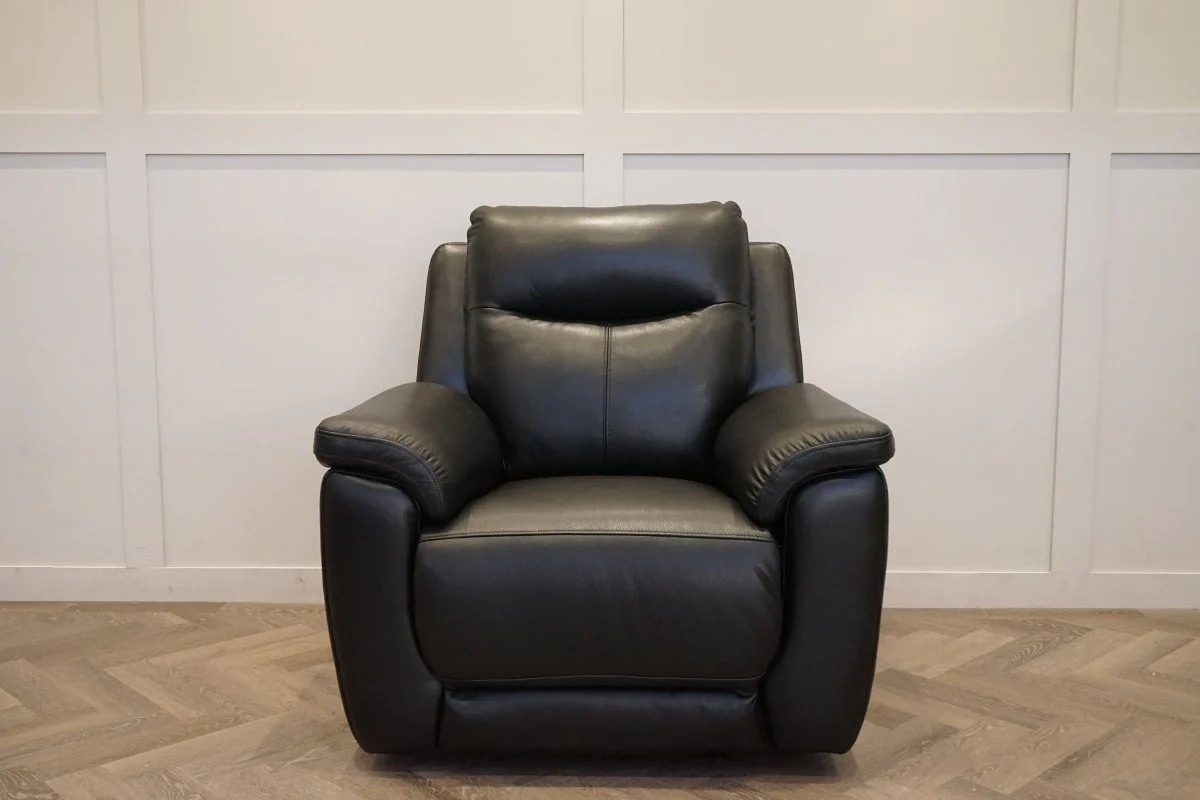 Navona 3+1 Power Recliner Leather Sofa Set, Florida Black - Image 12