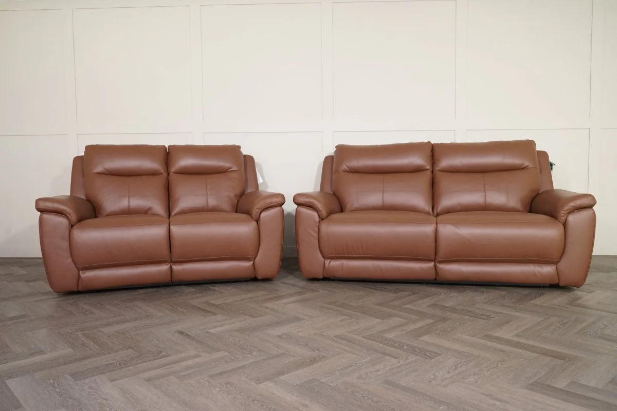 Navona Leather 3 & 2 Seater Power Recliner Sofa, Arden Mocha - Image 4