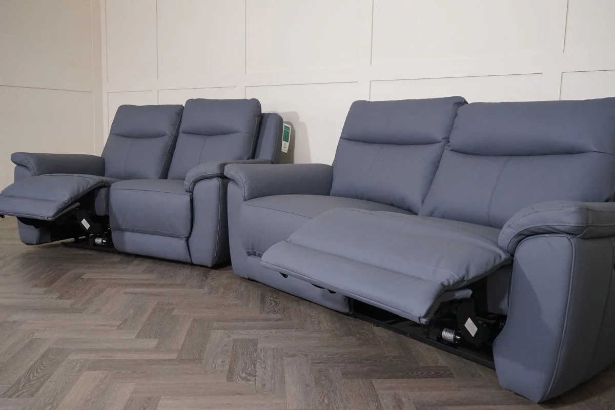 Navona Leather 3 & 2 Seater Power Recliner Sofa, Arden Slate - Image 10