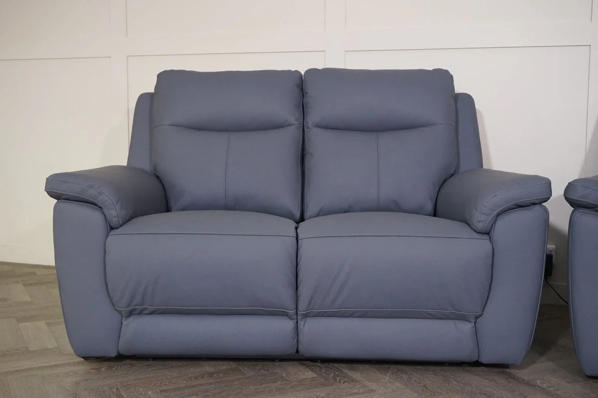 Navona Leather 3 & 2 Seater Power Recliner Sofa, Arden Slate - Image 6