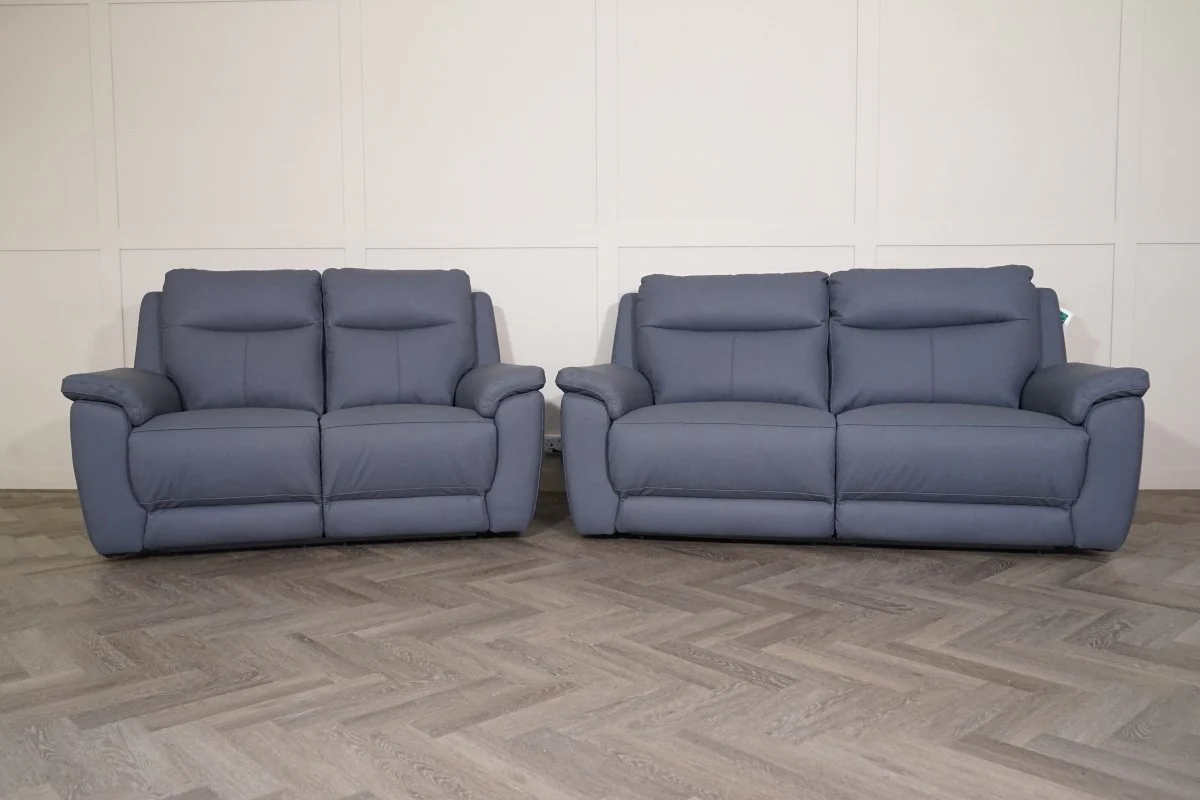 Navona Leather 3 & 2 Seater Power Recliner Sofa, Arden Slate - Image 9