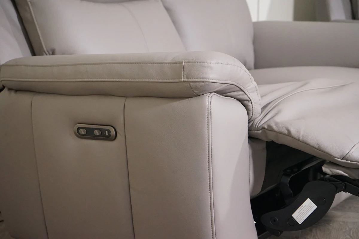 Navona Leather 3 & 2 Seater Power Recliner Sofa, Club Grey - Image 10