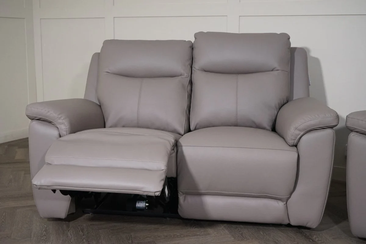 Navona Leather 3 & 2 Seater Power Recliner Sofa, Club Grey - Image 11