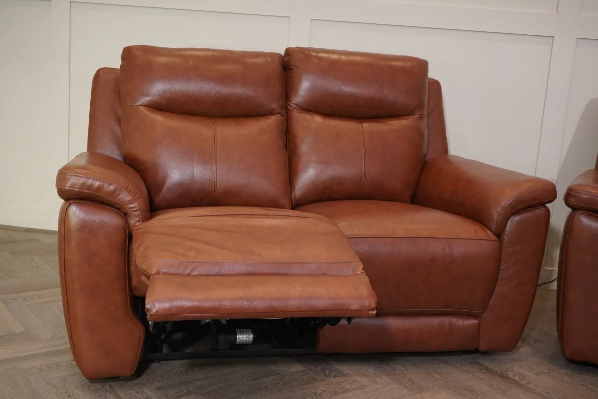 Navona Leather 3 & 2 Seater Power Recliner Sofa, Florida Chestnut - Image 10