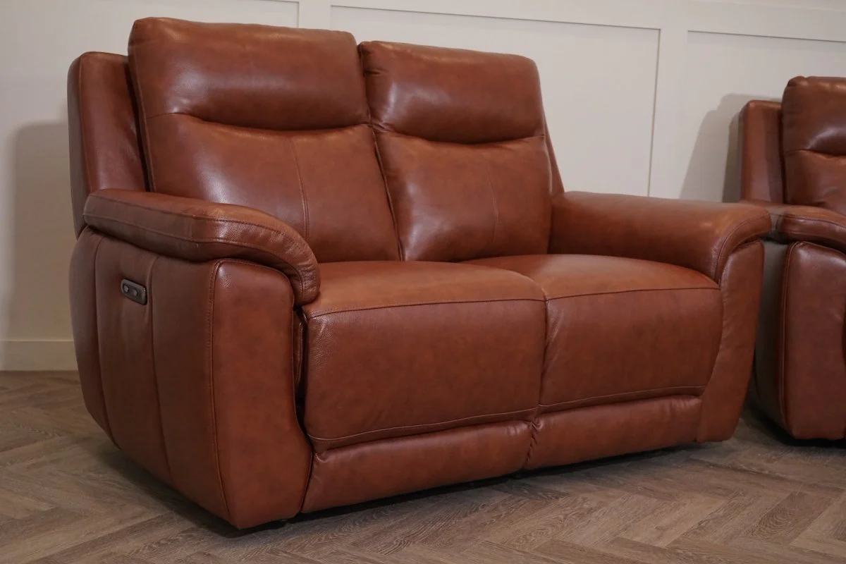 Navona Leather 3 & 2 Seater Power Recliner Sofa, Florida Chestnut - Image 11