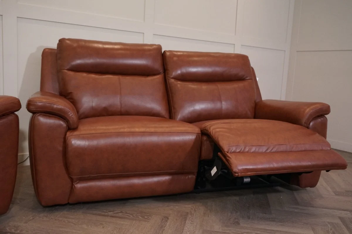 Navona Leather 3 & 2 Seater Power Recliner Sofa, Florida Chestnut - Image 8