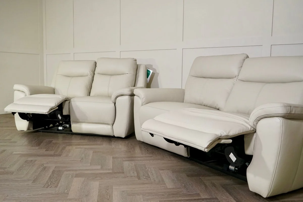 Navona Leather 3 & 2 Seater Power Recliner Sofa, Florida Putty - Image 10