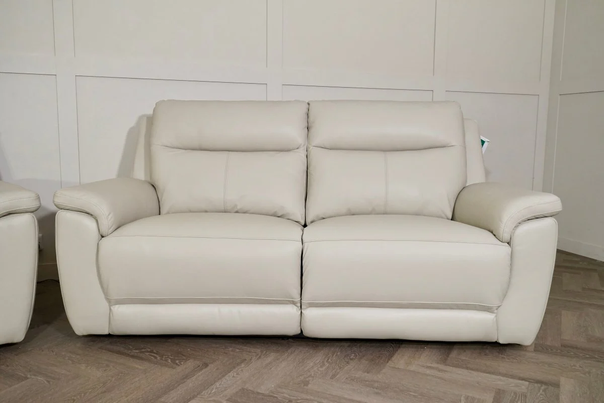 Navona Leather 3 & 2 Seater Power Recliner Sofa, Florida Putty - Image 7