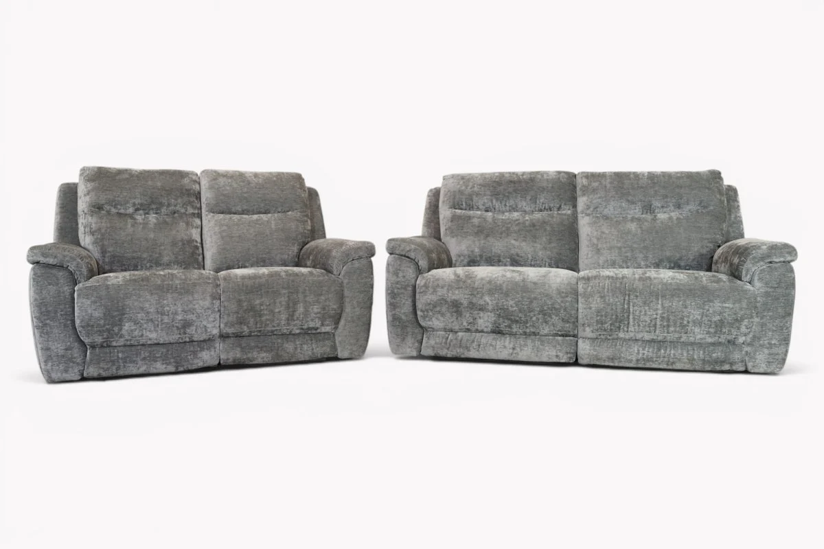 Navona Fabric 3 & 2 Seater Power Recliner Sofa, Shimmer Charcoal
