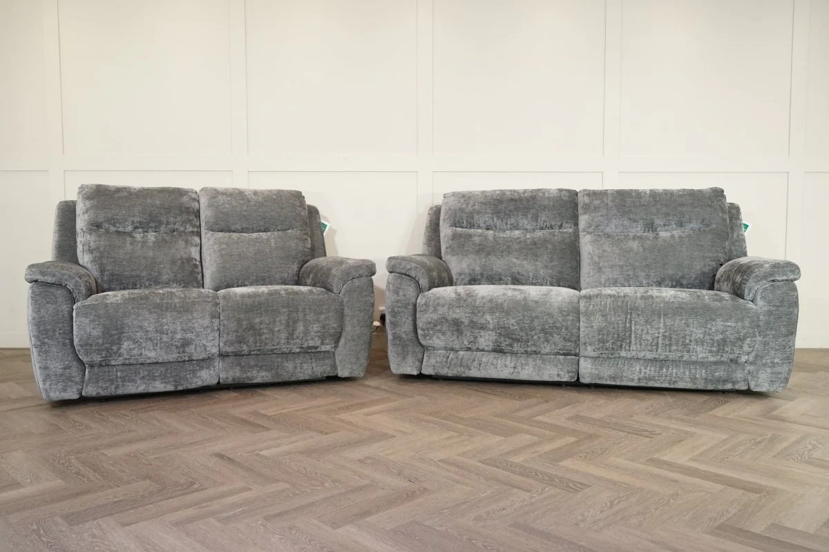Navona Fabric 3 & 2 Seater Power Recliner Sofa, Shimmer Charcoal - Image 6
