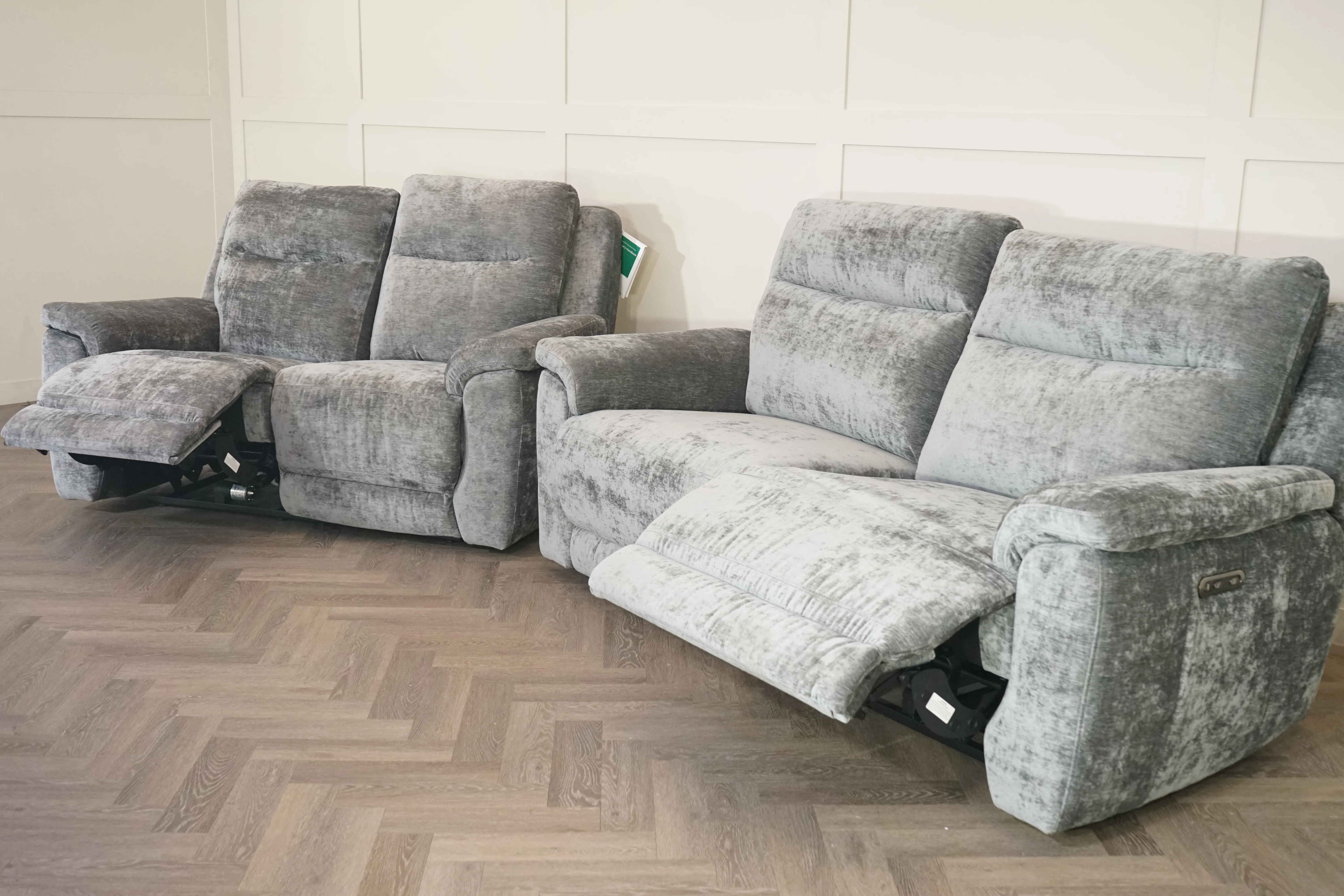 Navona Fabric 3 & 2 Seater Power Recliner Sofa, Shimmer Charcoal - Image 8