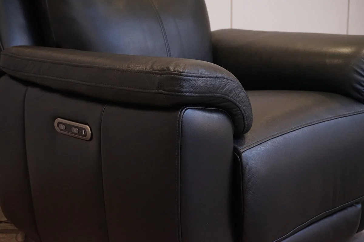 Navona Power Recliner Leather Armchair, Florida Black - Image 4