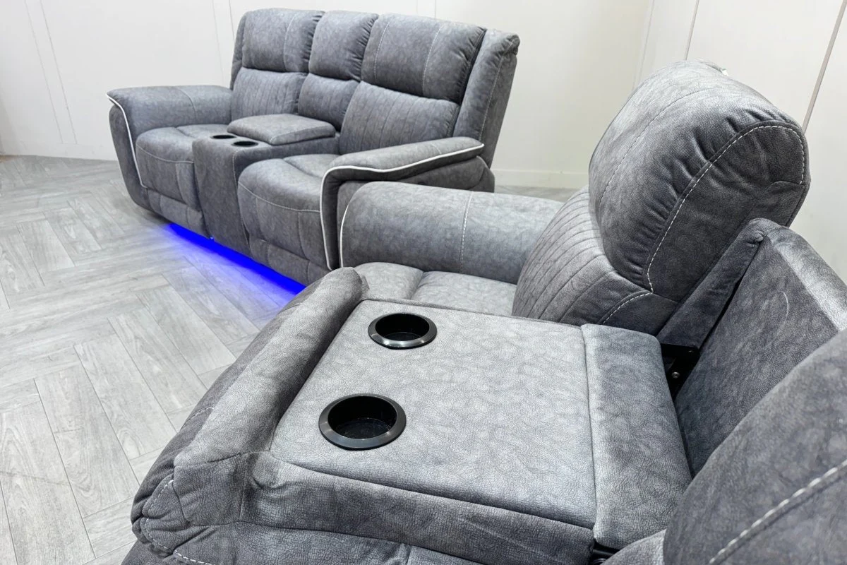 Neon Express Power Reclining 3 + 2 Sofas, Silver - Image 6
