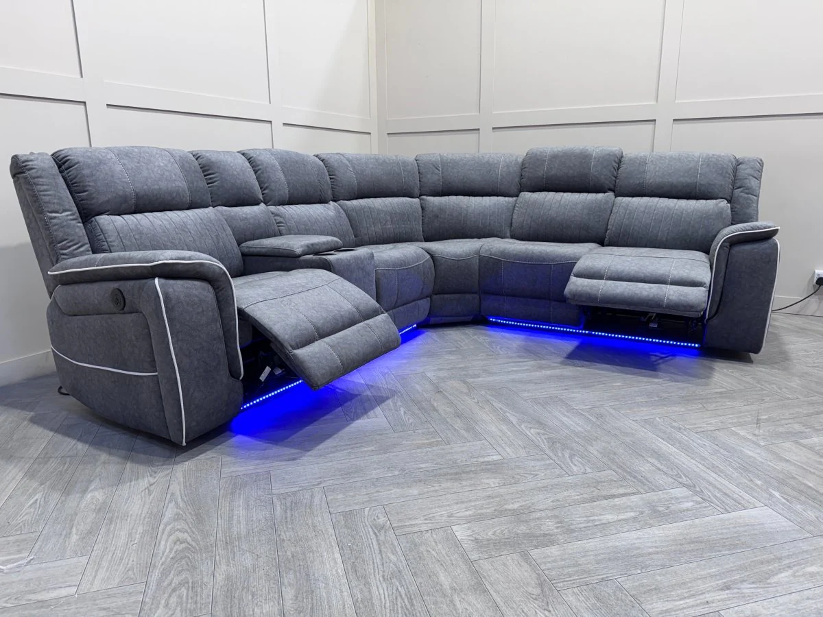 Neon Express Power Reclining Corner Sofa, Silver - Image 14