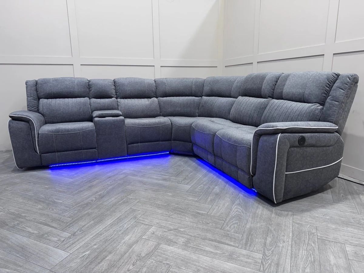 Neon Express Power Reclining Corner Sofa, Silver - Image 15