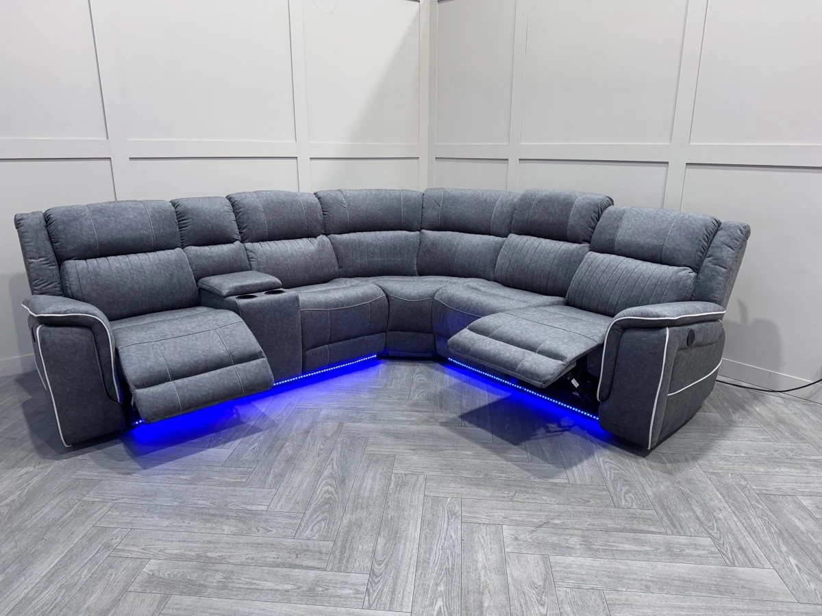Neon Express Power Reclining Corner Sofa, Silver - Image 9