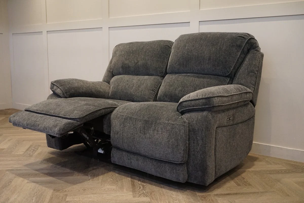 Orlando 2 Seater Fabric Recliner Sofa, Chunky Chenille Charcoal - Image 4
