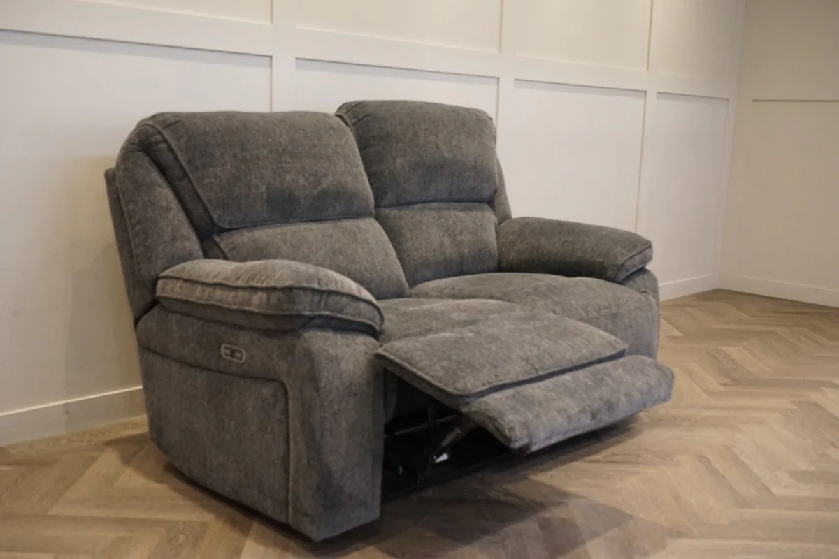 Orlando 2 Seater Fabric Recliner Sofa, Chunky Chenille Charcoal - Image 8