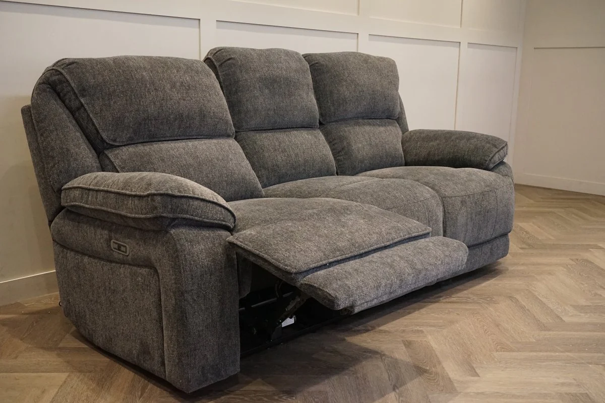 Orlando 3 Seater Fabric Recliner Sofa, Chunky Chenille Charcoal - Image 10