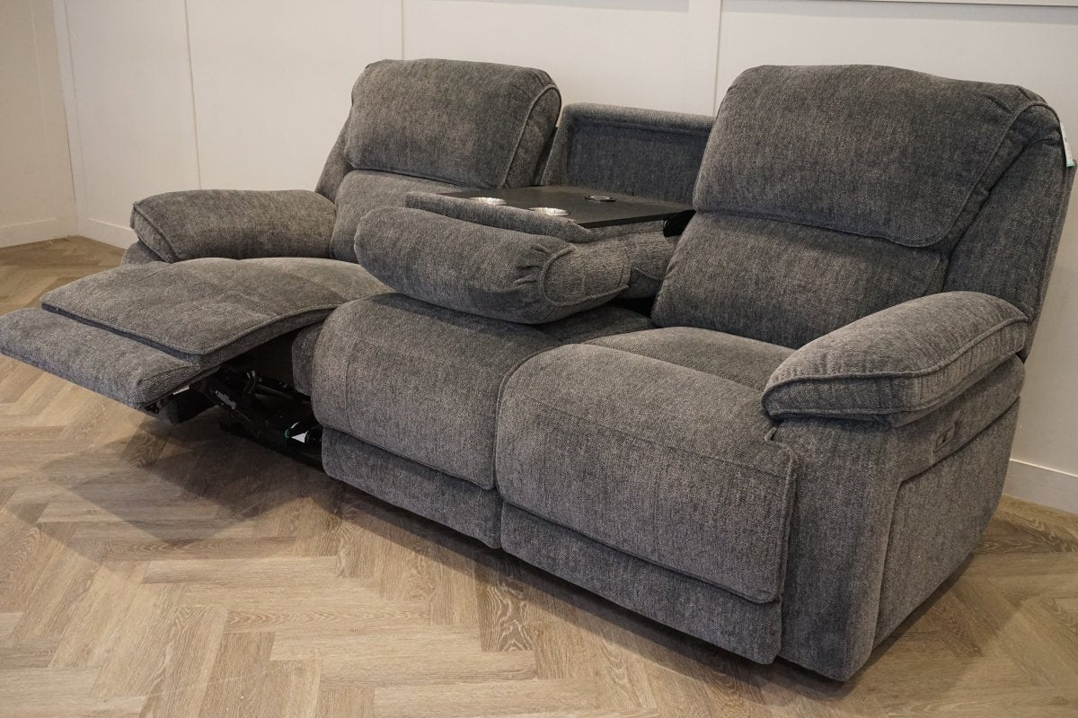 Orlando 3 Seater Fabric Recliner Sofa, Chunky Chenille Charcoal - Image 4