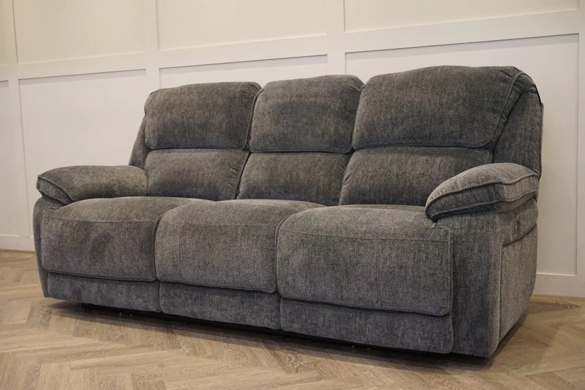 Orlando 3 Seater Fabric Recliner Sofa, Chunky Chenille Charcoal - Image 6