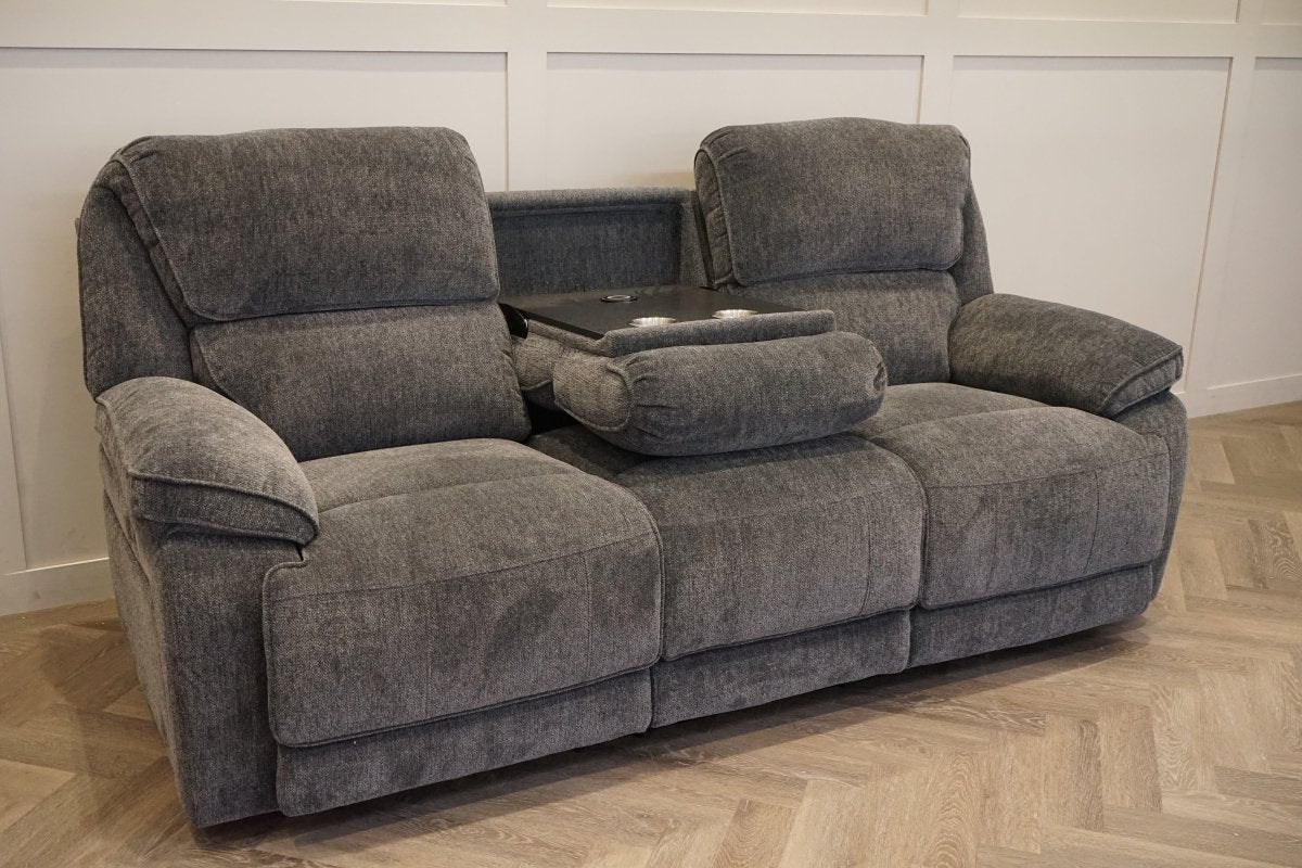 Orlando 3 Seater Fabric Recliner Sofa, Chunky Chenille Charcoal - Image 8