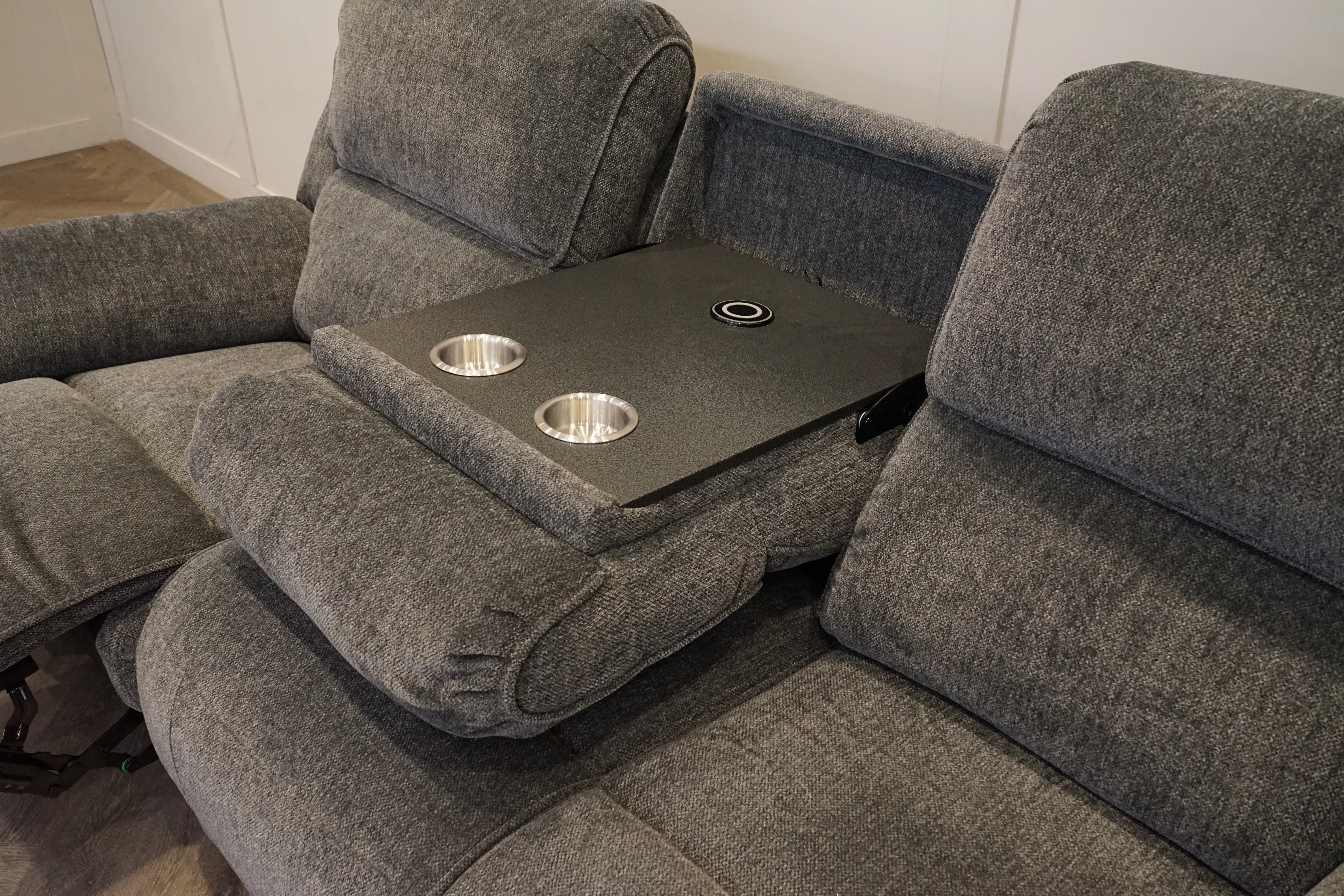 Orlando 3 Seater Sofa & Armchair, Power Recliner, Chunky Chenille Charcoal - Image 7