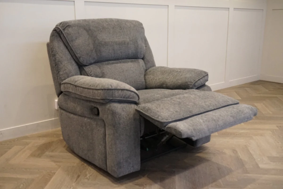 Orlando Fabric Recliner Armchair, Chunky Chenille Charcoal - Image 4