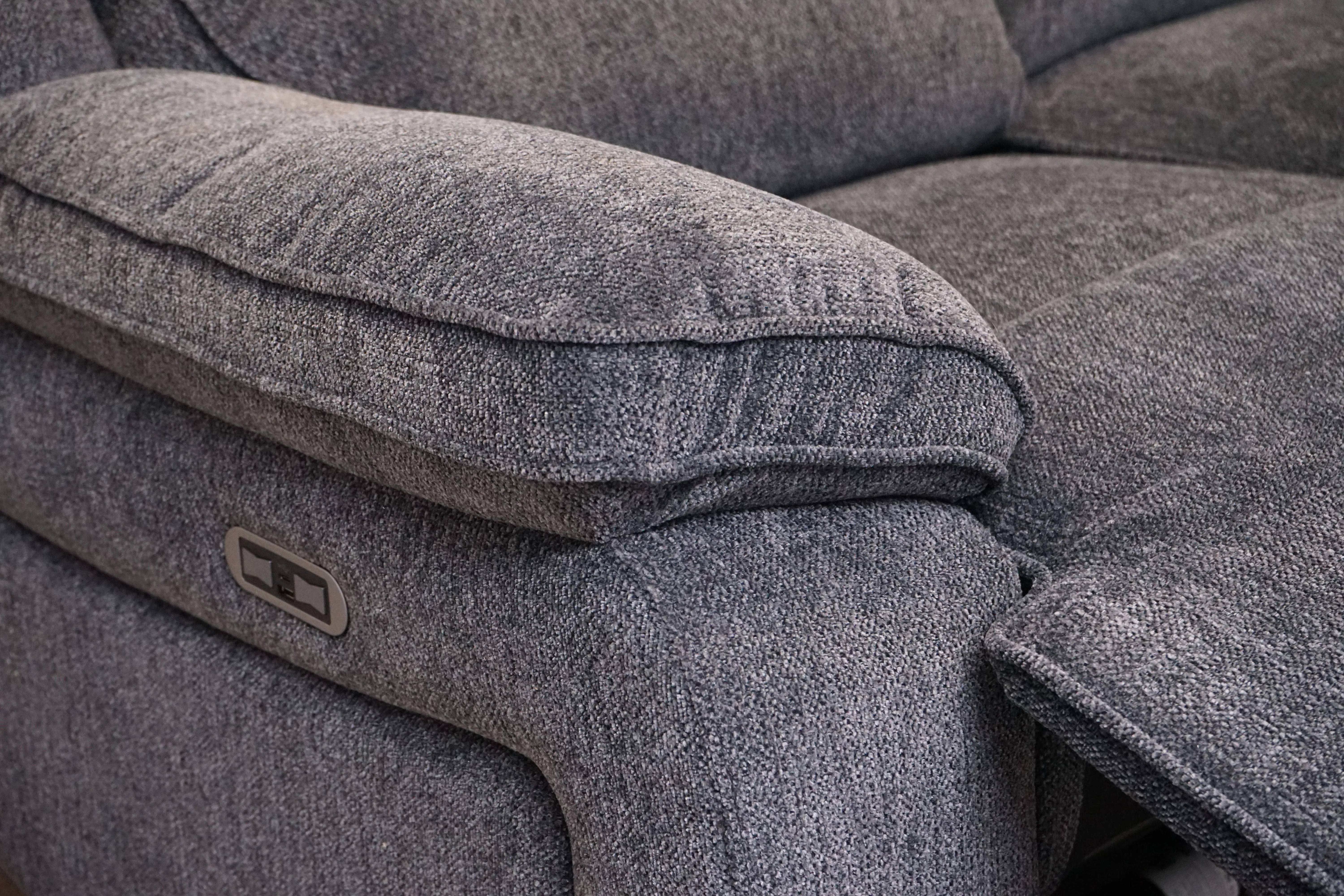 Orlando 2 Seater Fabric Recliner Sofa, Chunky Chenille Charcoal - Image 5