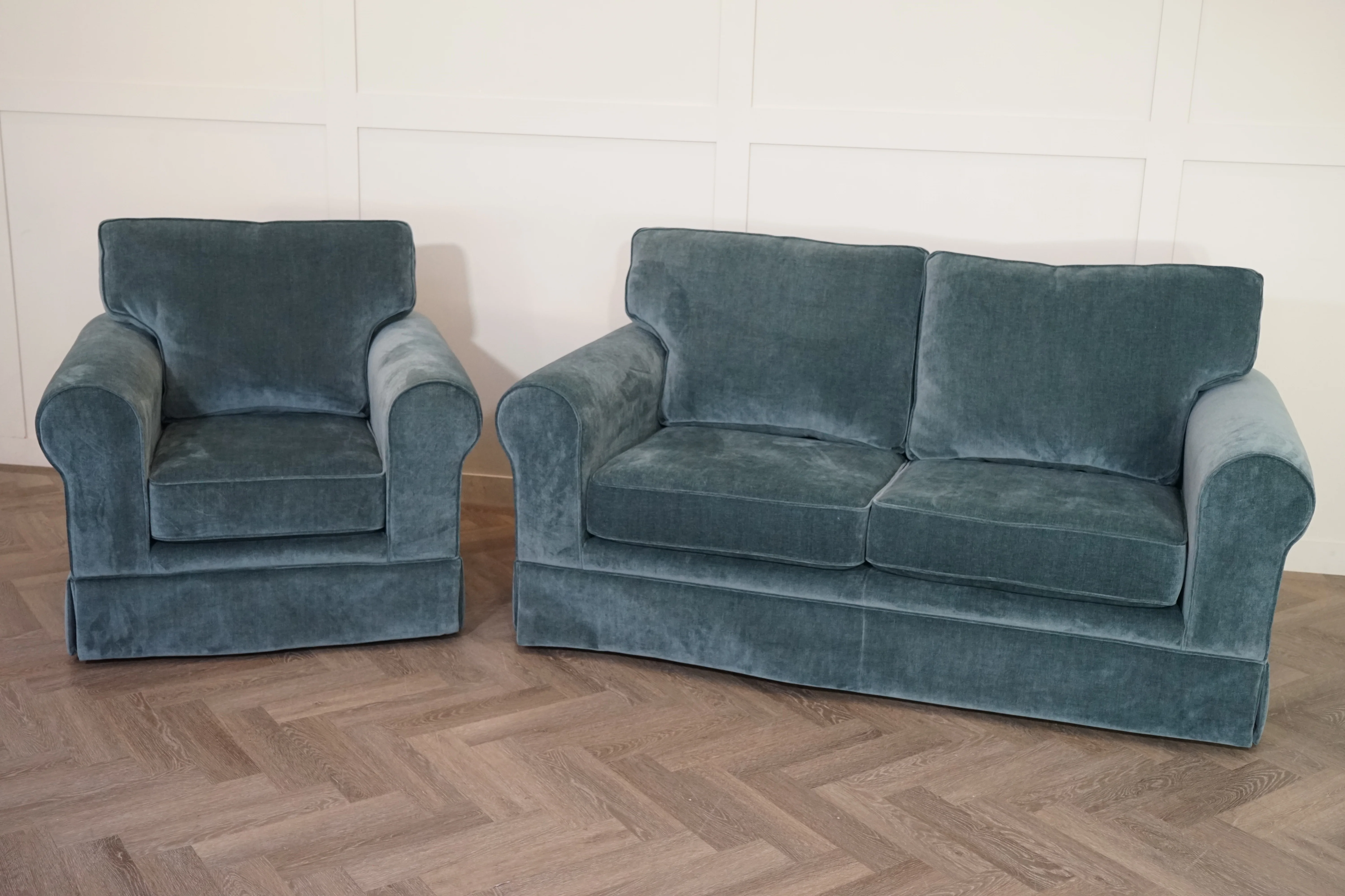 Padstow II Medium 2 Seater Sofa & Armchair, Easy Clean Chenille Teal - Image 10