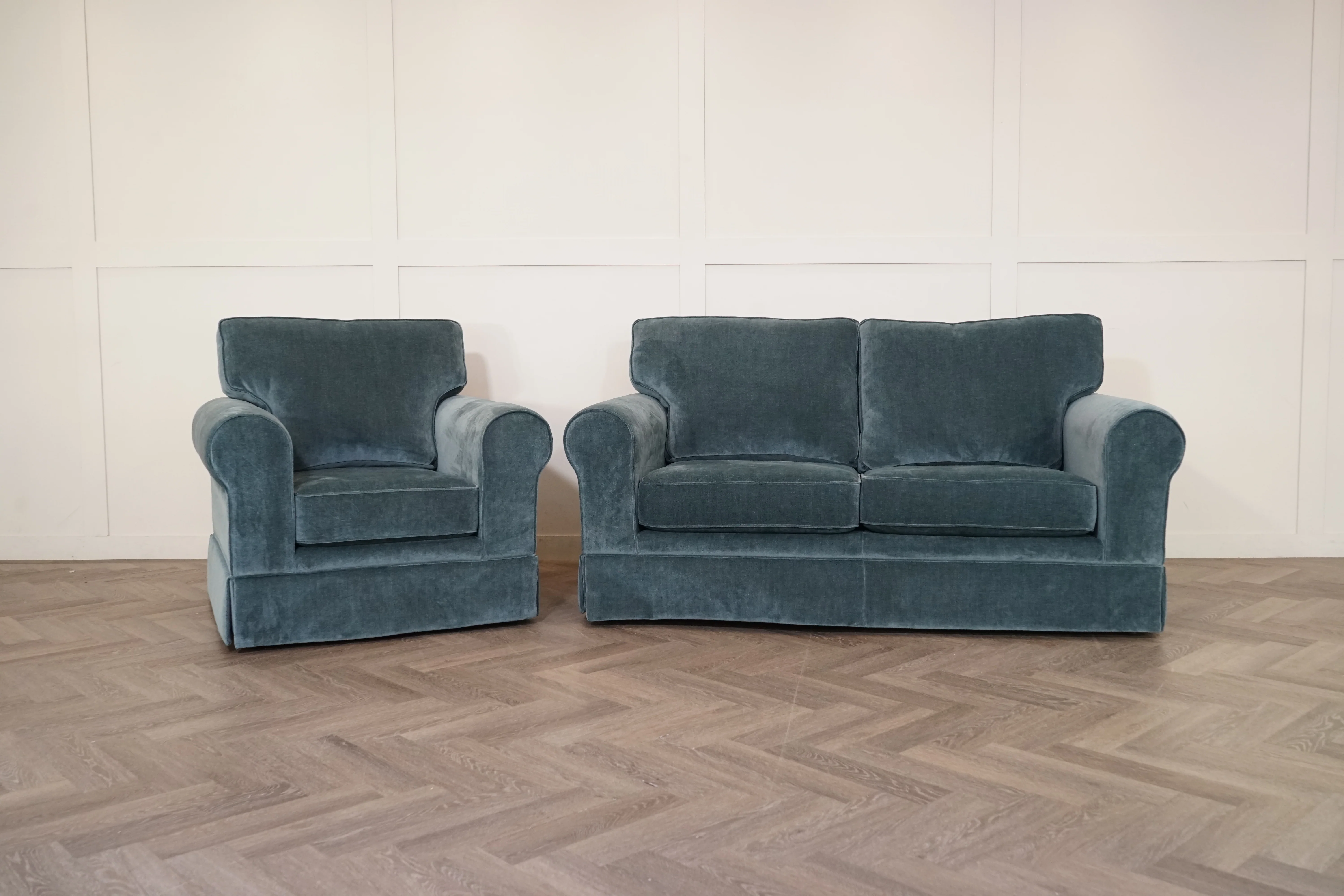 Padstow II Medium 2 Seater Sofa & Armchair, Easy Clean Chenille Teal - Image 11