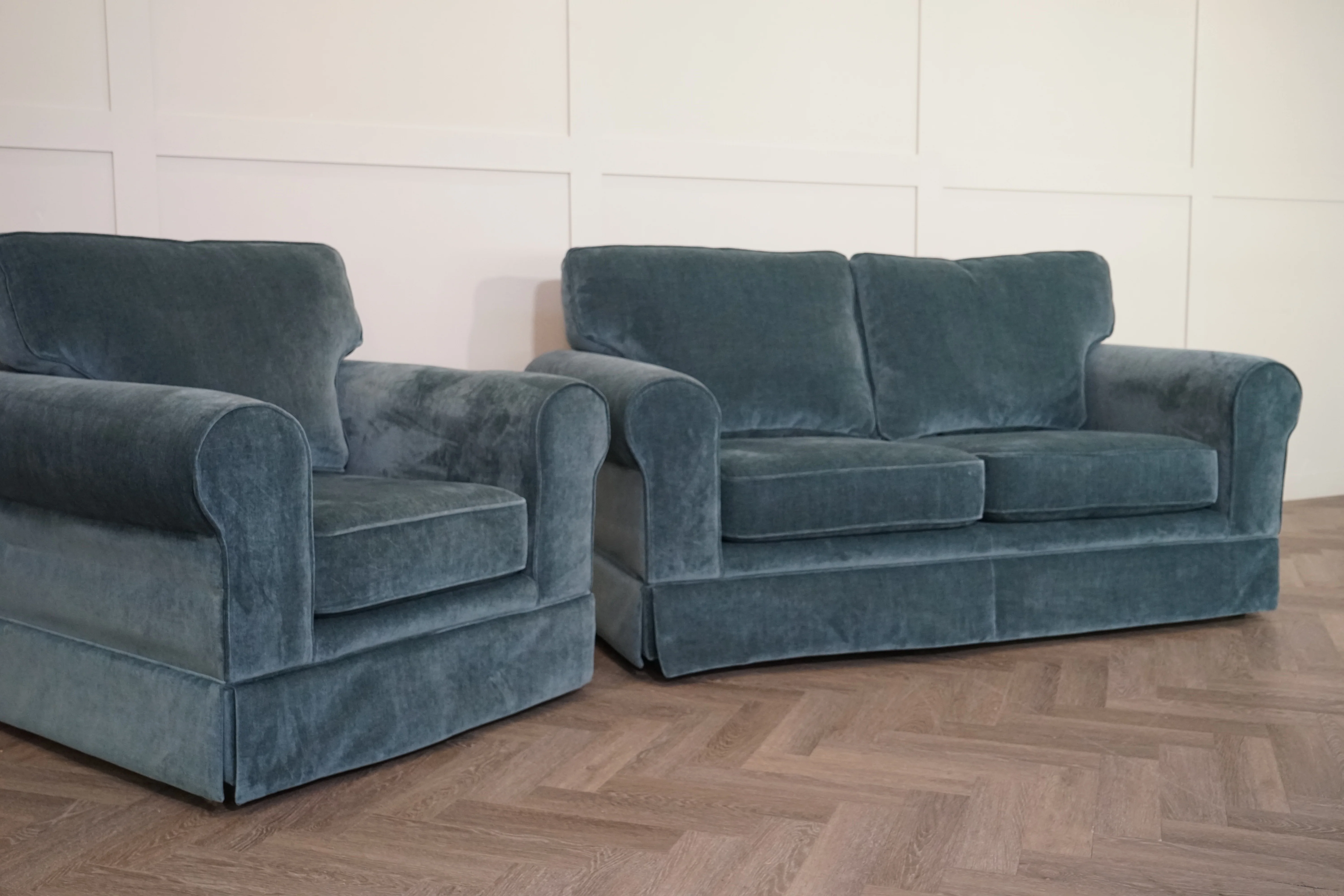 Padstow II Medium 2 Seater Sofa & Armchair, Easy Clean Chenille Teal - Image 4