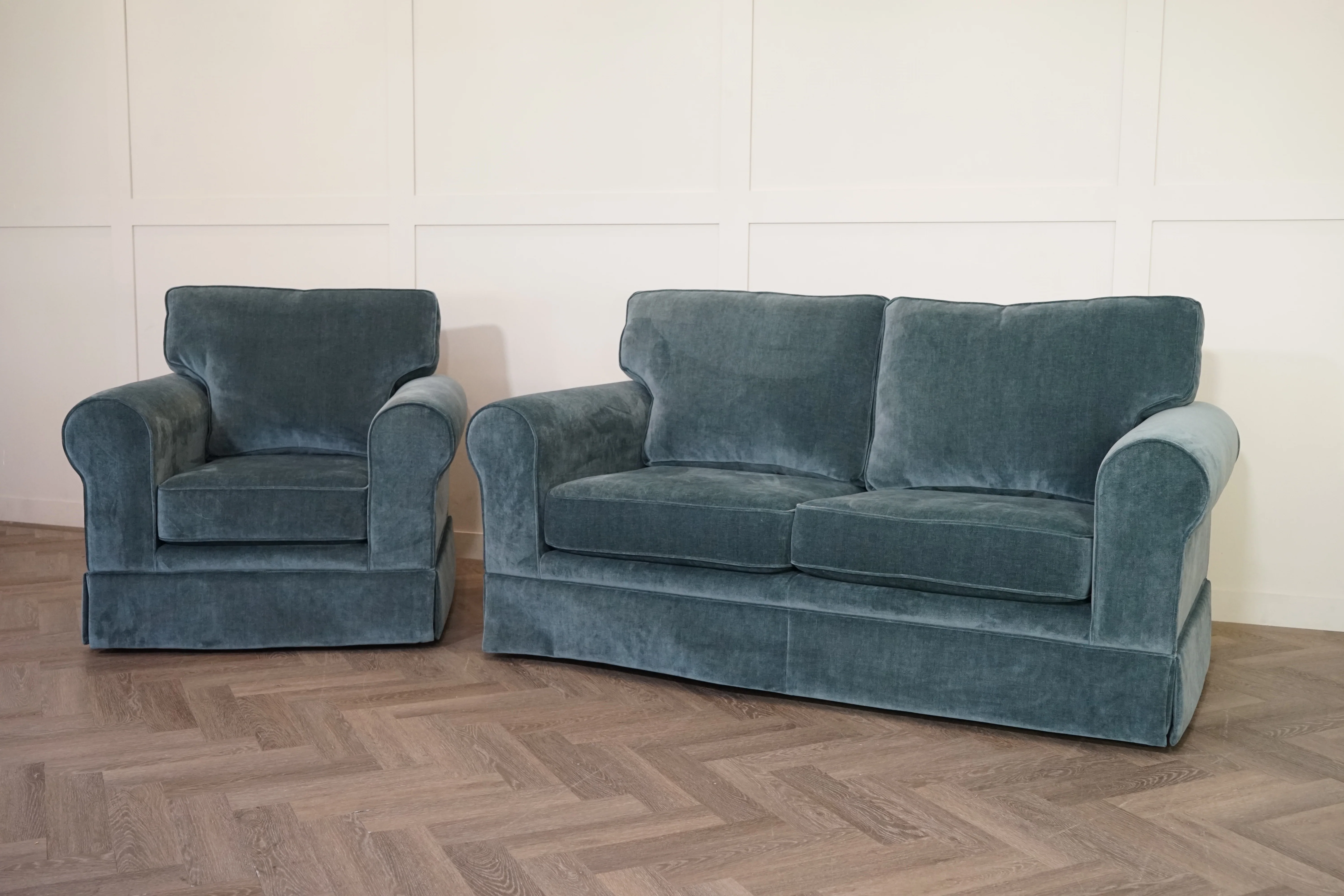 Padstow II Medium 2 Seater Sofa & Armchair, Easy Clean Chenille Teal - Image 6