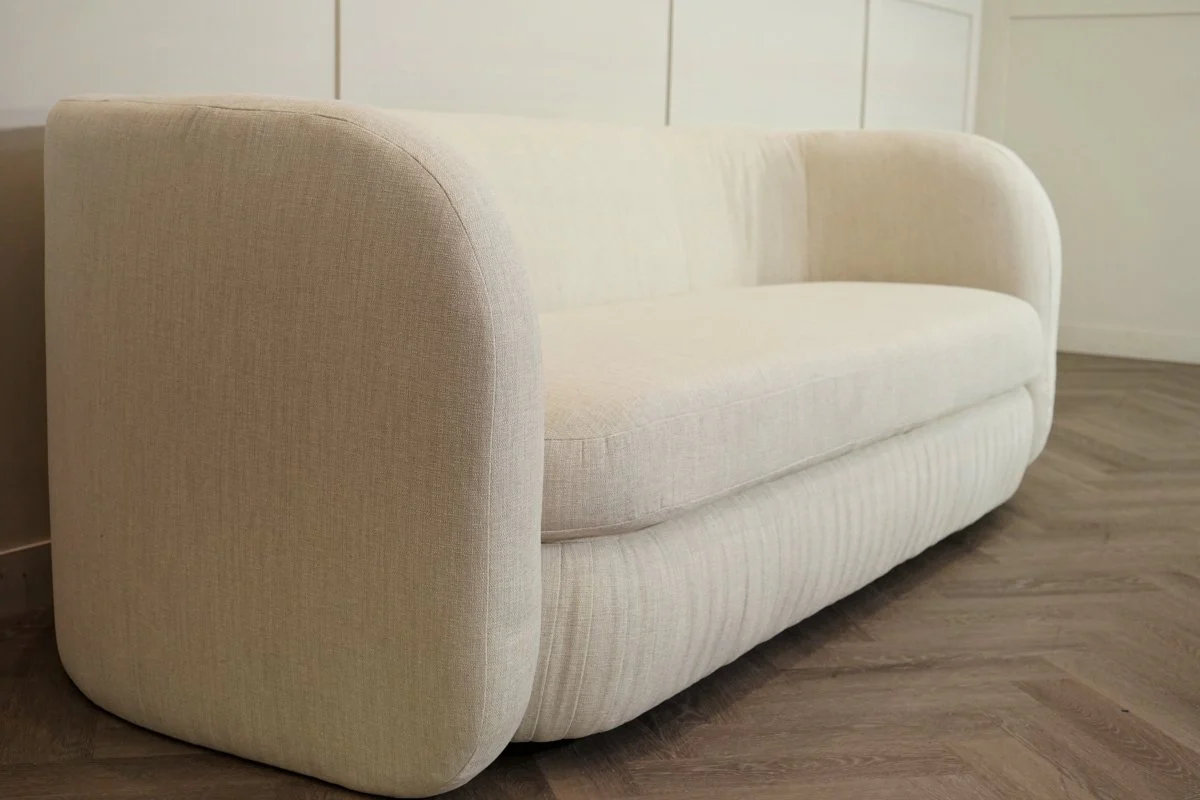 Pleat Large 3 Seater Sofa, Aquaclean Matilda Natural - Image 8