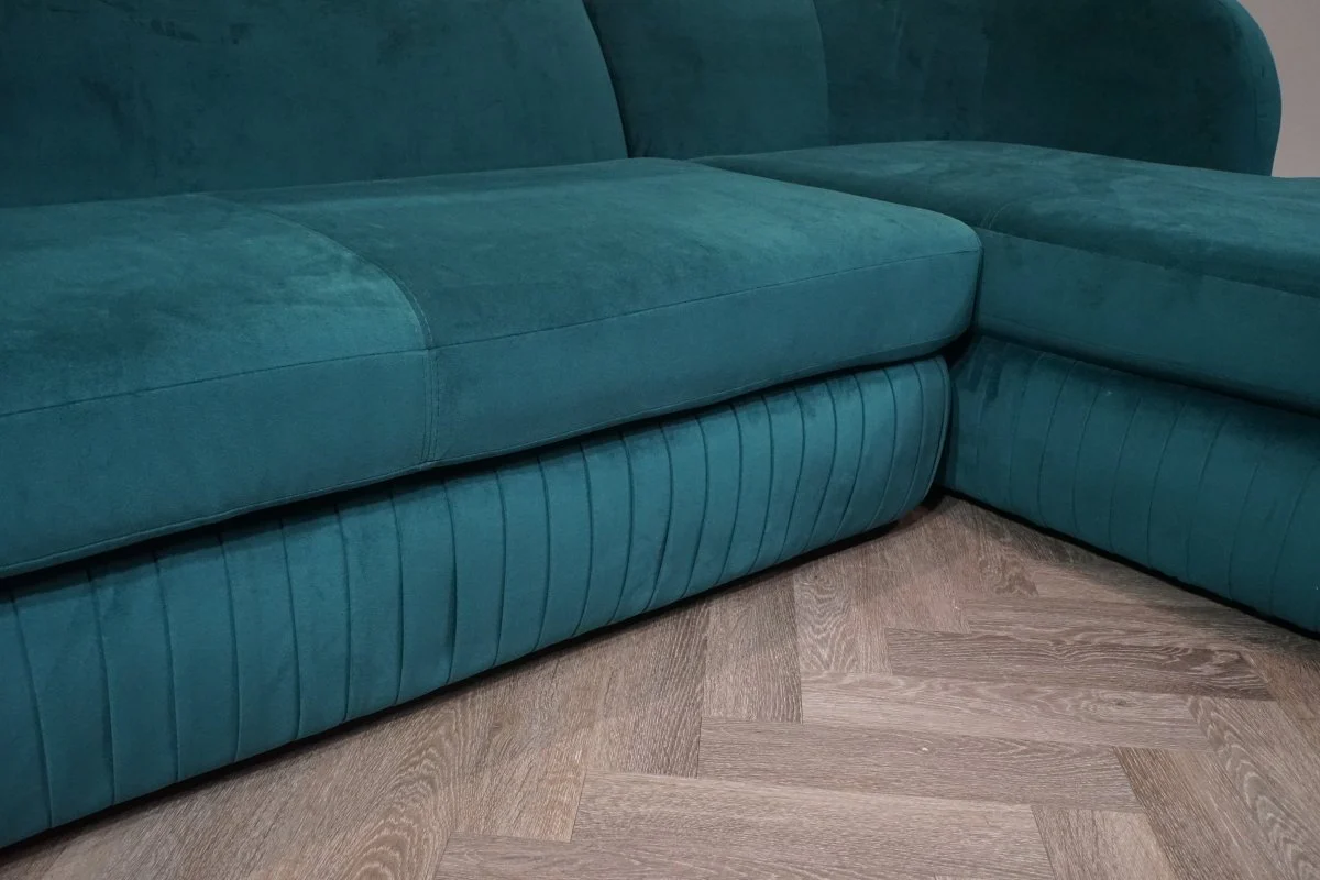 Pleat Large 4 Seater RHF Chaise End Sofa, Plush Velvet Teal - Image 4