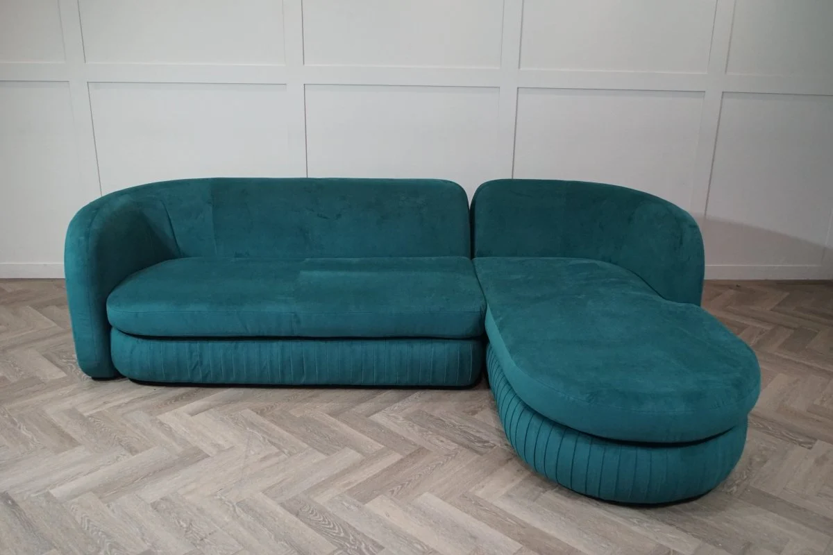 Pleat Large 4 Seater RHF Chaise End Sofa, Plush Velvet Teal - Image 6