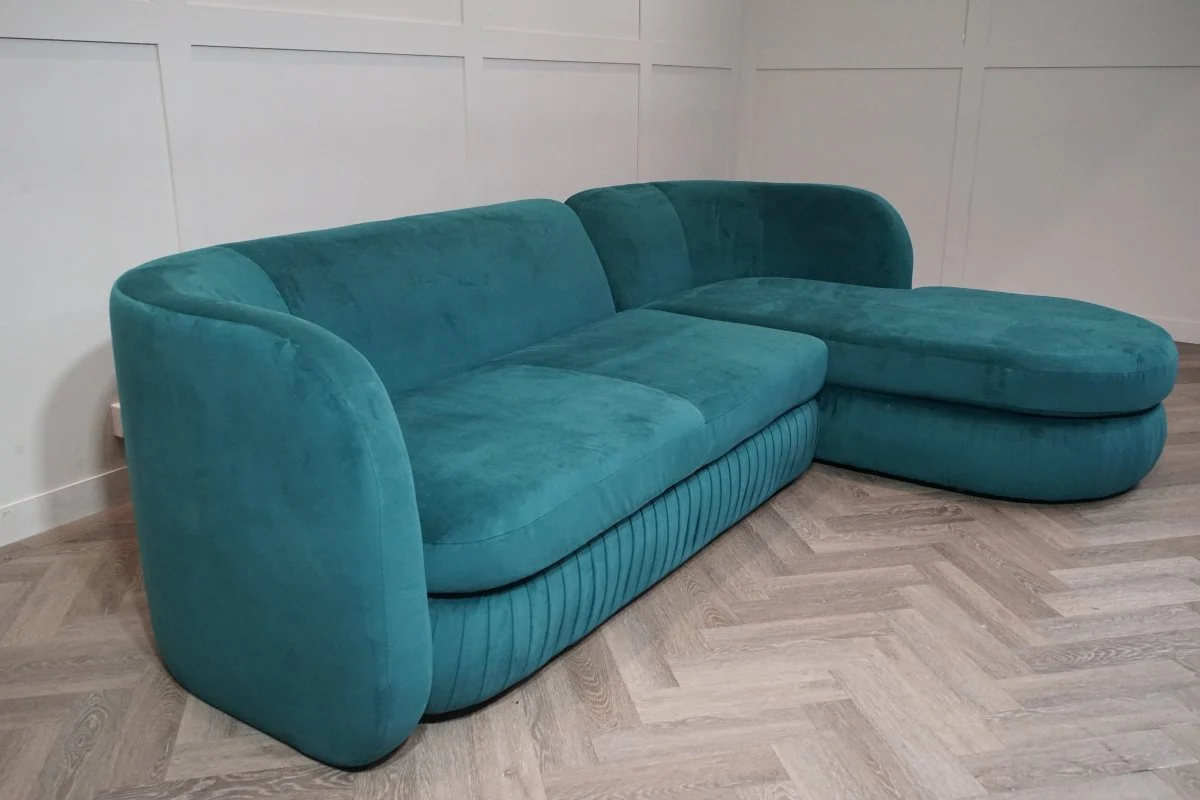 Pleat Large 4 Seater RHF Chaise End Sofa, Plush Velvet Teal - Image 7