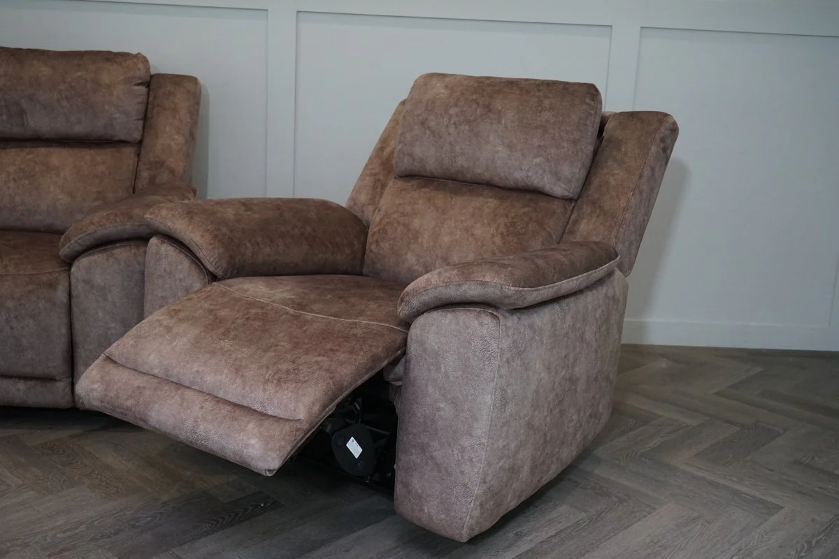Utah 3 Seater Static Sofa & 2 x Armchairs, Classic Brown - Power Headrests / Lumbar - Image 5