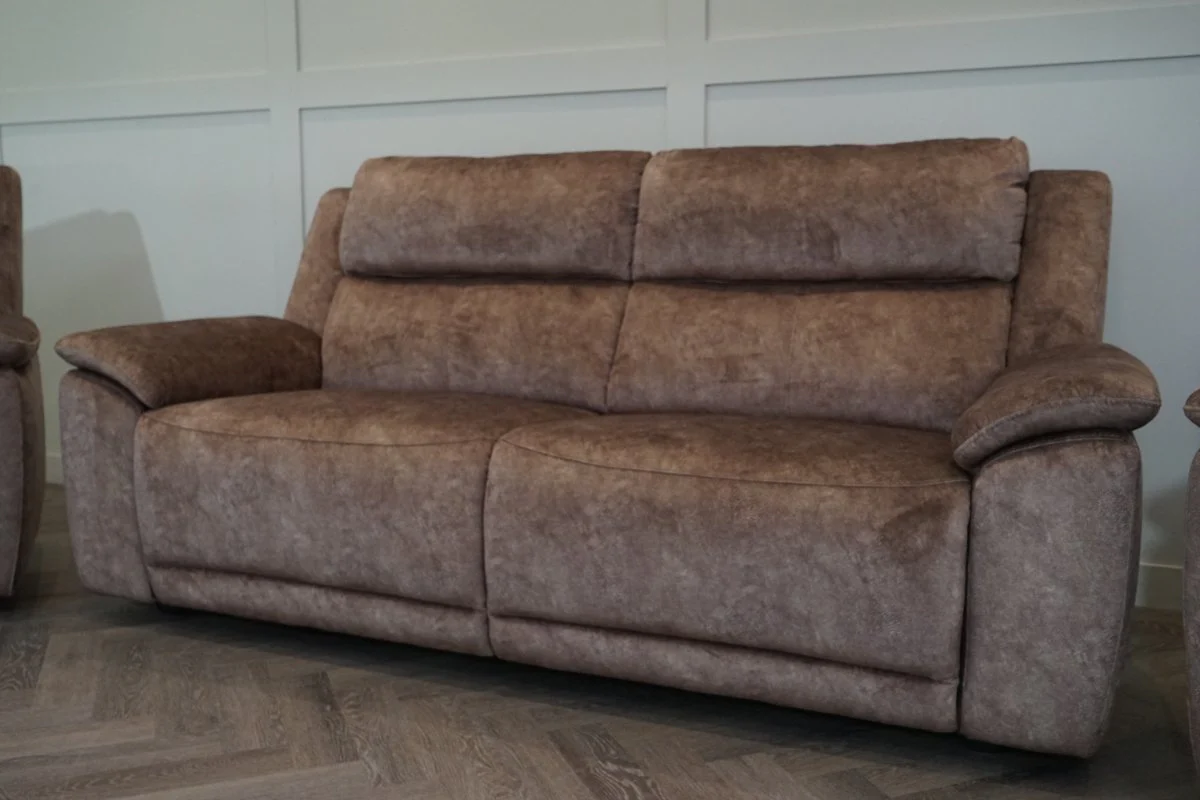Utah 3 Seater Static Sofa & 2 x Armchairs, Classic Brown - Power Headrests / Lumbar - Image 7